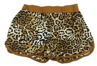 Hnědo-černé kraťasy s leopardím vzorem 
