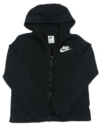 Černá propínací crop mikina s logem a kapucí Nike