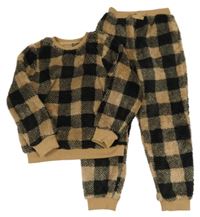 Hnědo-černé kostkované huňaté pyžamo Next