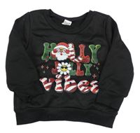 Černá mikina s nápisem a Santou Shein