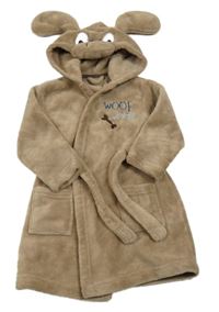 Hnědý plyšový župan s kapucí - pejsek Matalan