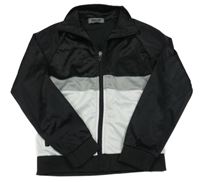 Černo-bílo-šedá propínací sportovní mikina 