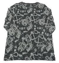 Antracitovo-bílo-černé vzorované triko s obrázky George