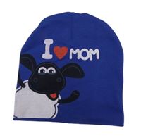 Tmavomodrá čepice s ovečkou a nápisem 