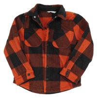 Červeno-černá kostkovaná fleecová košilová bunda M&S