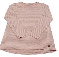 Světlerůžovo-šedé třpytivé pruhované triko Yigga