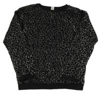 Černo-stříbrná mikina s leopardím vzorem Tu