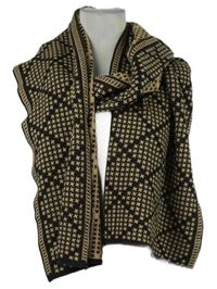 Dámská černo-béžová vzorovaná šála 
