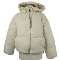 Dámská smetanová šusťáková crop bunda s kapucí Bershka 