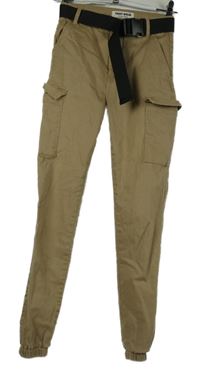 Dámské béžové cargo kalhoty s kapsami a páskem Tally Weijl vel. 32