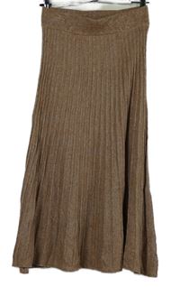 Dámská skořicovo-bílá melírovaná pletená midi sukně M&S