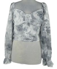 Dámská šedo-bílá květovaná crop halenka Shein 