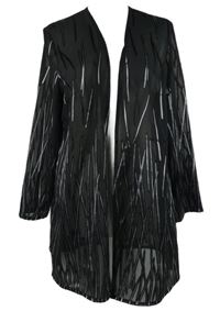 Dámský černý vzorovaný šifonový dlouhý cardigán 