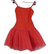 Dámské červené taneční šaty s tylovou tutu sukní 