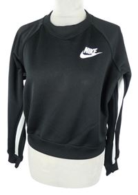 Dámská černá sportovní crop mikina s bílými pruhy Nike 