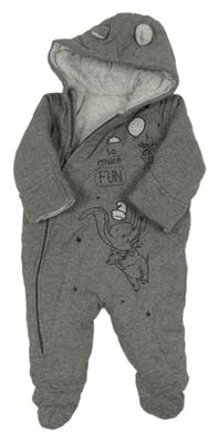 Černo-bílá pruhovaná bavlněná zateplená kombinéza s Dumbem a kapucí George