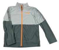 Šedá sportovní funkční propínací mikina s logem Under Armour