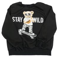 Černá mikina s medvědem Shein