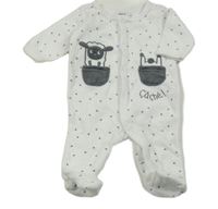 Bílý sametový overal s hvězdičkami a ovečkou 