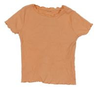 Neonově oranžové žebrované crop tričko 