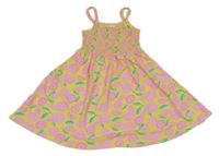 Žlutá žabičkové bavlněné šaty s ovocem Topolino