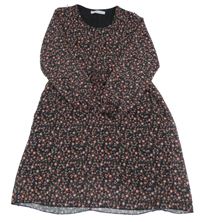 Černé šifonové šaty s květinami Hailys