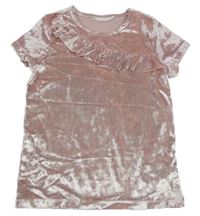 Růžové sametové tričko Kappahl 