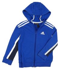 Modro-bílá propínací mikina s kapucí Adidas