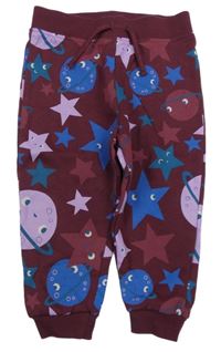 Vínové tepláky s planetami a hvězdami Primark
