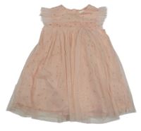 Světlerůžové tylové šaty s puntíky Next