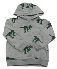 Šedá mikina s dinosaury a kapucí Jeff&Co