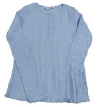 Světlemodré žebrované triko s knoflíčky H&M