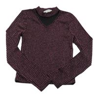 Černo-růžové třpytivé crop triko Candy