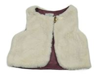 Smetanová kožešinová podšitá vesta