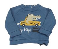 Tmavomodrá mikina s krokodýlkem a autem M&Co