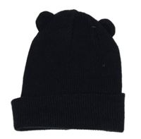 Tmavomodrá žebrovaná čepice s oušky George