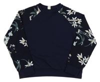 Tmavomodro-květovaná mikina Shein