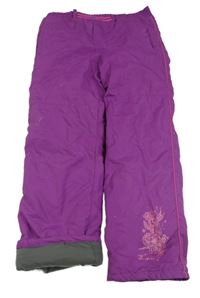 Fialové šusťákové zateplené kalhoty s potiskem x-mail