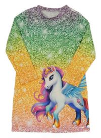 Barevné vzorované šaty s jednorožcem Shein