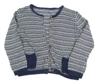 Tmavomodro-bílý vzorovaný propínací svetr Matalan