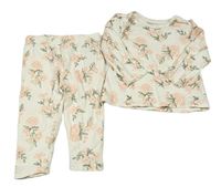 2set - Smetanové květované triko s volánky + lehké tepláky So Cute