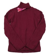 Nové - vínový žebrovaný úpletový rolák Nutmeg