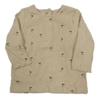 Béžové žebrované triko s kytičkami H&M
