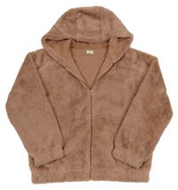Starorůžová kožešinová podšitá bunda s kapucí F&F