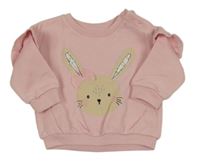Světlerůžová mikina se zajícem a volánky Matalan