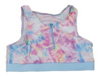 Růžovo-modrý batikovaný sportovní crop top Primark