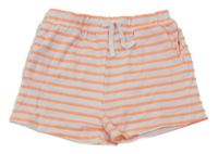 Bílo-neonově oranžové pruhované kraťasy Primark