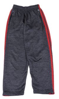Tmavošedé žíhané tepláky s pruhy Adidas