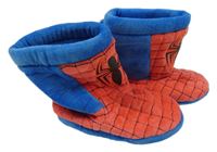 Modro-červené plyšové vysoké bačkory s pavoukem - Spiderman vel.25