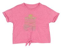 Neonově růžové melírované crop tričko s nápisem zn. M&S